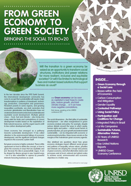 From Green Economy to Green Society: Bringing the Social to Rio+20